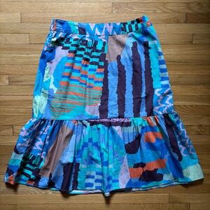 NWT‎ Maude Vivante Cotton Colorful Abstract Skirt Size Small Boutique Unique